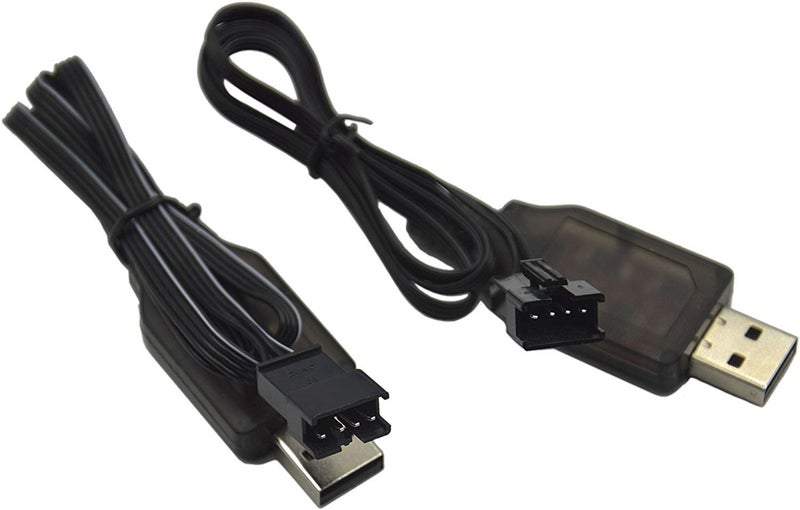 Blomiky 2 Pack 7.4V / 2 x 3.7V 400mA Lithium Battery Charger Cable with SM-4P 4 pin Plug for Old Version UDI001 UDI008 UDI009 and HJ808 HJ812 RC Boat Battery / UDI001 USB 2 - Image 4